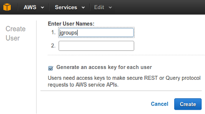 Creating a new AWS user